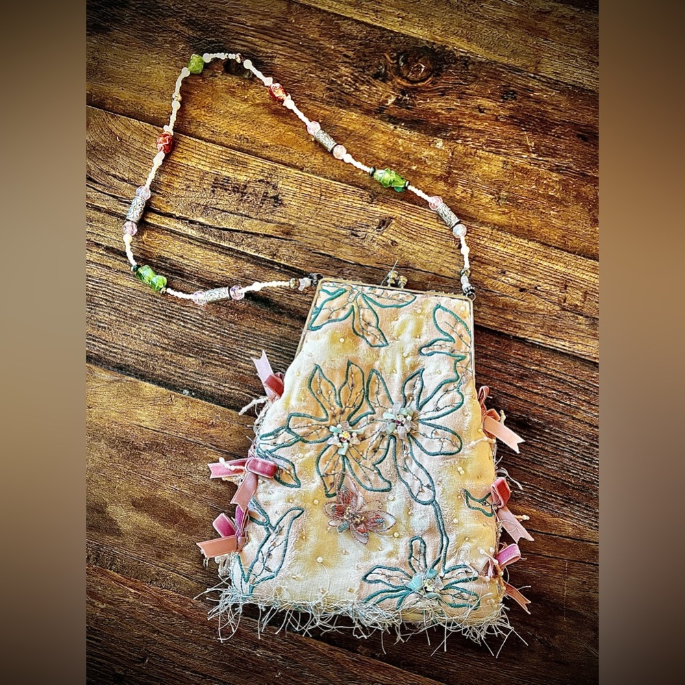 Vintage Mary Frances butterfly, beads and bows handbag